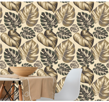 Monochrome Foliage leaf wallpaper - TenStickers