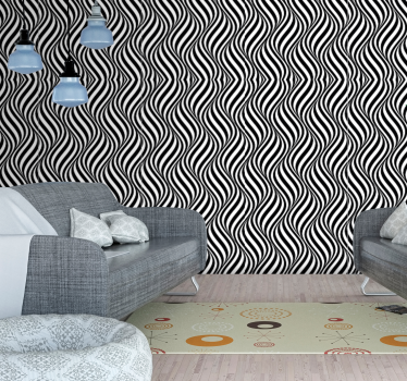 Monochrome geometric 3d wallpaper Living Room Wallpaper - TenStickers
