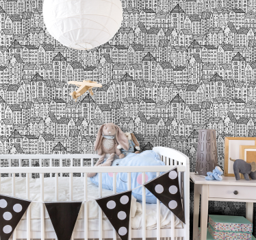 City wallpaper monochrome urban design - TenStickers