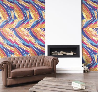Multicoloured brush strokes Bedroom Wallpaper - TenStickers