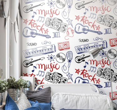 Musical instruments Teenage Bedroom Wallpaper - TenStickers