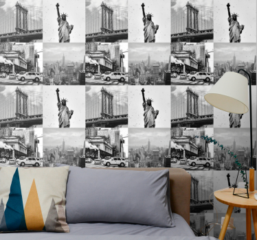 NYC grey collage  New York City Wallpaper - TenStickers