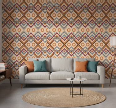 Living room wallpaper multicolored diamond pattern - TenStickers