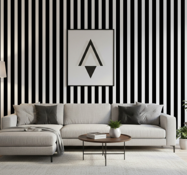 Living room wallpaper in solid vertical stripes - TenStickers