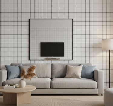 Living room wallpaper white square tiles - TenStickers