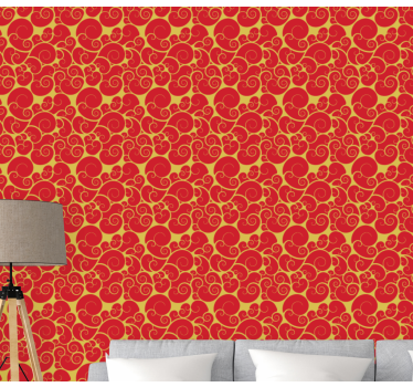 Living room wallpaper ornate swirls design - TenStickers