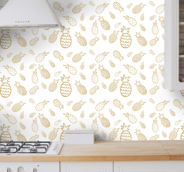 Pineapple Pattern Cool abstract wallpaper - TenStickers