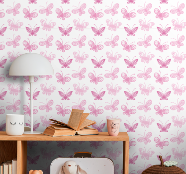 Pink shades butterfly wallpaper - TenStickers