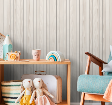 Raw vertical beige wooden boards wood wallpaper - TenStickers