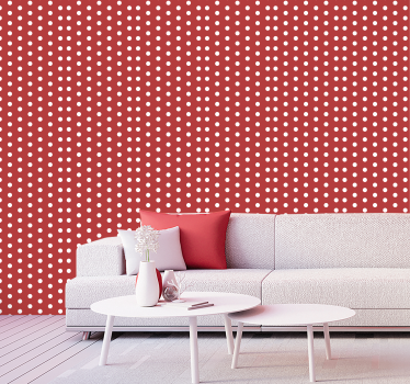 Red wallpaper with white polka dots circle - TenStickers