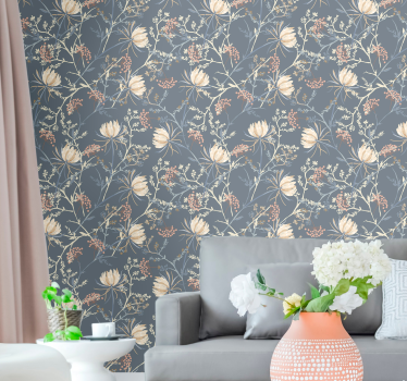 'Restore' Midnight style leaves wallpaper - TenStickers