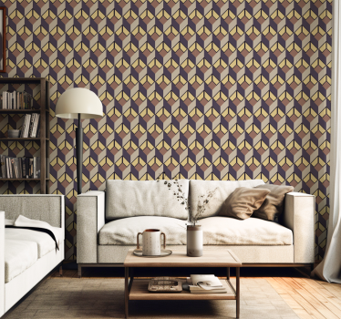 Retro design grey geometric living room wallpaper mural  - TenStickers