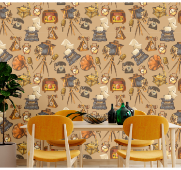 Retro Item Montage vintage wallpaper - TenStickers