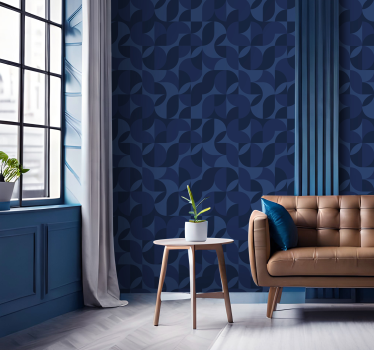 Retro Abstract Design Navy wallpaper - TenStickers