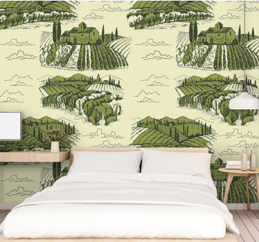 Rural scene Vintage wallpaper - TenStickers