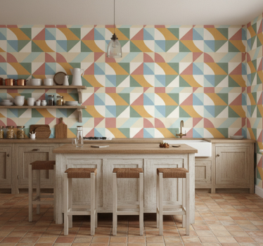 Rustic wallpaper with pale geometric patterns - TenStickers
