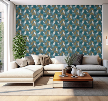 Simple leaves pattern Living room wallpaper for wall - TenStickers