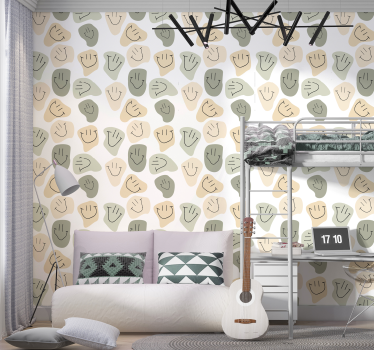 Simple neutral colors smiley faces teenage wallpaper - TenStickers