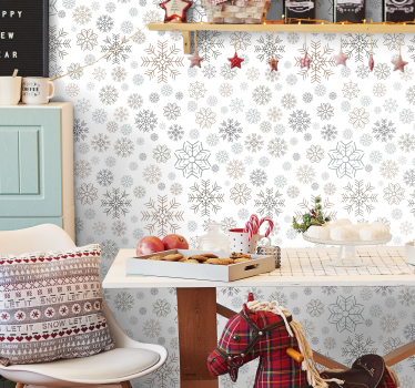 Snowflakes pattern Feature Living Room Wallpaper - TenStickers