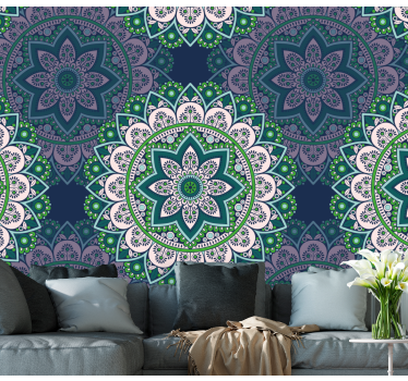 Stain glass mandala wallpaper paintings - TenStickers