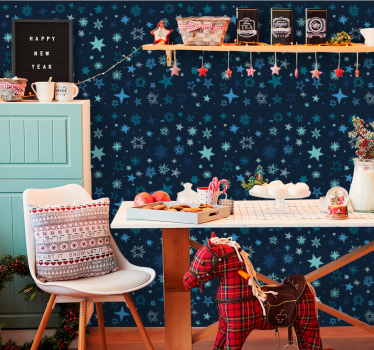 Blue night scene star wallpaper - TenStickers