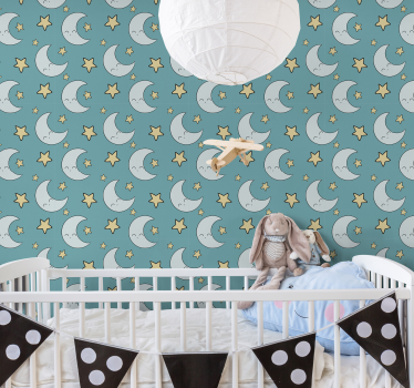 Stars and moon Kids Wallpaper - TenStickers