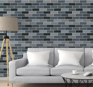 Stone gray bricks ornamental toilet wallpaper - TenStickers