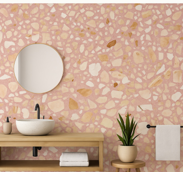 Stone wallpaper rose earth terrazzo - TenStickers