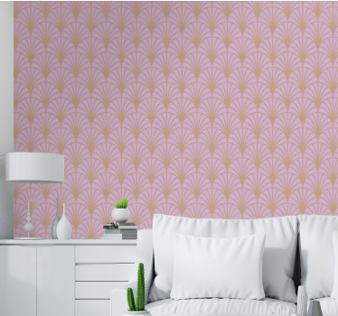 Stylised floral elements living room wallpaper - TenStickers