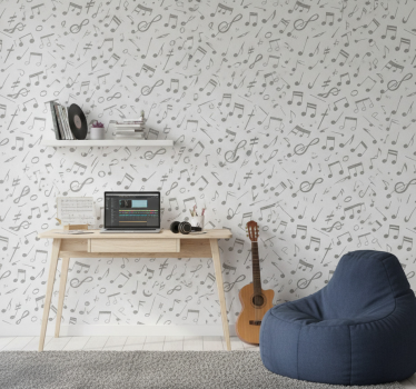 Teenage bedroom wallpaper music notes pattern - TenStickers