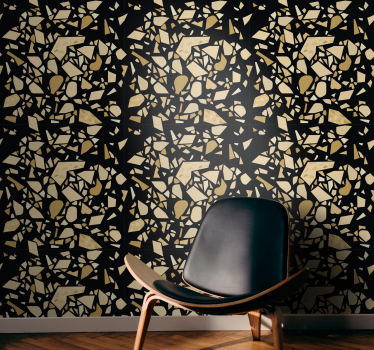 Terrazzo style black gold Contemporary Wallpaper - TenStickers