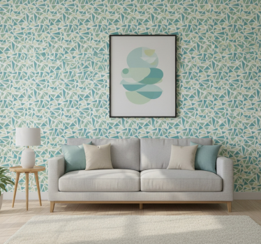 Living room wallpaper green retro mosaic - TenStickers