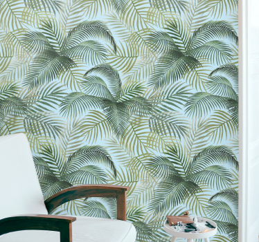 Thin and light palm pattern leaves wallpaper - TenStickers