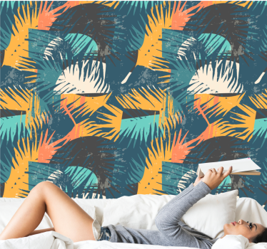 Abstract colorful palm trees jungle wallpaper - TenStickers