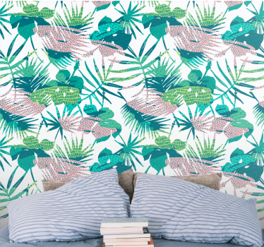 Botanical leaf burst jungle wallpaper - TenStickers