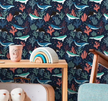 Underwater Scene fish wallpaper - TenStickers