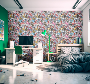Urban sticker bomb Wallpaper Paintings - TenStickers
