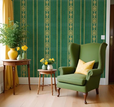 Vertical golden stripes baroque wallpaper - TenStickers