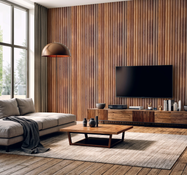Wooden strips design Lounge wallpaper - TenStickers