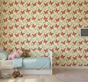 Vintage butterfly wallpaper - TenStickers