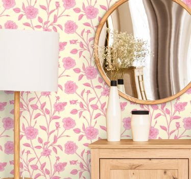 Vintage small roses on pink background Vintage Wallpaper - TenStickers