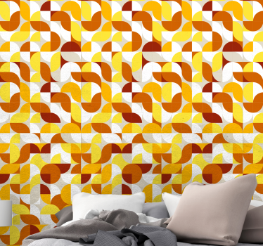 Vintage style orange and yellow Retro Wallpaper - TenStickers