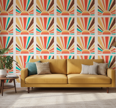 Vintage wallpaper abstract vintage sunset design - TenStickers