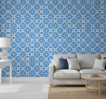 Vintage wallpaper in modern blue vase hampton style - TenStickers