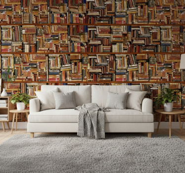 Vintage wallpaper stacked books design - TenStickers