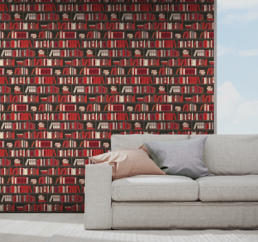 Wardrobe with books Living Room Wallpaper - TenStickers