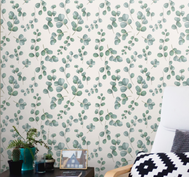 Watercolor leaves over beige background Nature Wallpaper - TenStickers