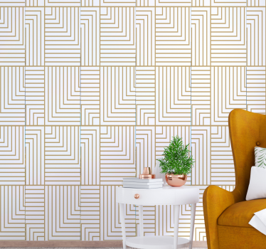white and gold geometry Cool abstract wallpaper - TenStickers