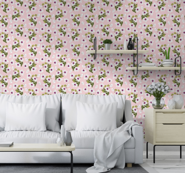 White flowers wallpaper - TenStickers