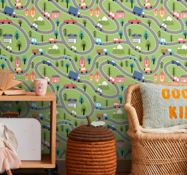 Winding Road Scene city wallpaper - TenStickers